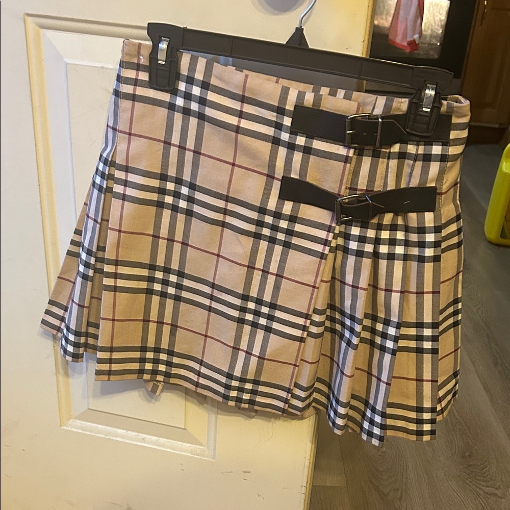 Burberry Beige Plaid Kids Skirt